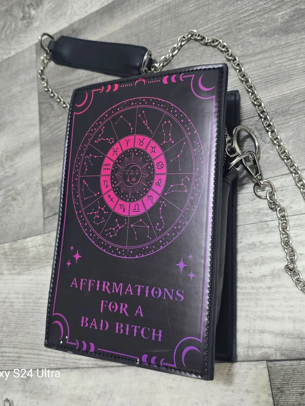 Dolls Kill Black and Hot Pink Zodiac Book-Style Crossbody - Picture 2 of 2